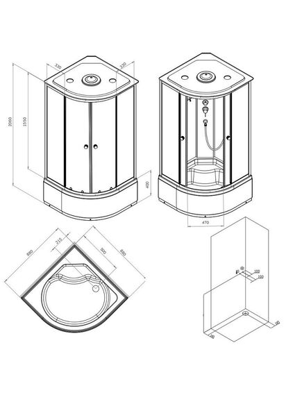 Купить W94C-401A-090BT X-Joy Deep кабина душевая  90x90, 1/4 круга,  профиль мат.черный, стекло прозрачное (w94c-401a-090bt) по цене 59490 руб., в Санкт-Петебруге в интернет магазине 100-Систем, а также дургие товары AM.PM из раздела Душевые кабины и Душевые кабины и ограждения