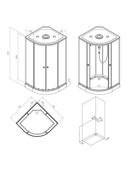 Купить W94C-401-100MT X-Joy кабина душевая  100x100, 1/4 круга,  профиль мат.хром, стекло прозрачное (w94c-401-100mt) по цене 67490 руб., в Санкт-Петебруге в интернет магазине 100-Систем, а также дургие товары AM.PM из раздела Душевые кабины и Душевые кабины и ограждения