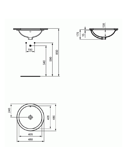 Купить Умывальник Ideal Standard CONNECT E505401 круглый встраиваемый под столешницу (e505401) по цене 22854.8 руб., в Санкт-Петебруге в интернет магазине 100-Систем, а также дургие товары IDEAL STANDARD из раздела Встраиваемые раковины и Раковины и пьедесталы