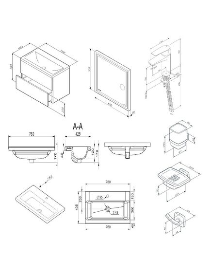 Купить BK90GN Gem Подвесной комплект 75 см, черный (bk90gn) по цене 85690 руб., в Санкт-Петебруге в интернет магазине 100-Систем, а также дургие товары AM.PM из раздела Готовые решения для ванной комнаты и Мебель для ванной комнаты