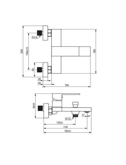 Купить 531000500 Gala, смеситель для ванной и душа, розовое золото (531000500) по цене 12190 руб., в Санкт-Петебруге в интернет магазине 100-Систем, а также дургие товары DAMIXA из раздела Смесители с коротким изливом и Смесители для ванны и душа
