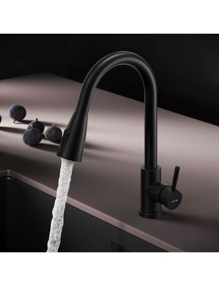 Купить F85B07522 X-Joy, смеситель для кухни с вытягивающимся изливом, черный (f85b07522) по цене 5990 руб., в Санкт-Петебруге в интернет магазине 100-Систем, а также дургие товары AM.PM из раздела Рычажные смесители и Смесители для кухни