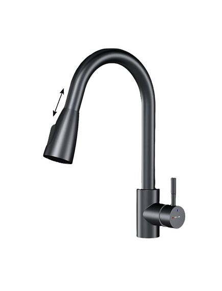 Купить F85B07522 X-Joy, смеситель для кухни с вытягивающимся изливом, черный (f85b07522) по цене 5990 руб., в Санкт-Петебруге в интернет магазине 100-Систем, а также дургие товары AM.PM из раздела Рычажные смесители и Смесители для кухни