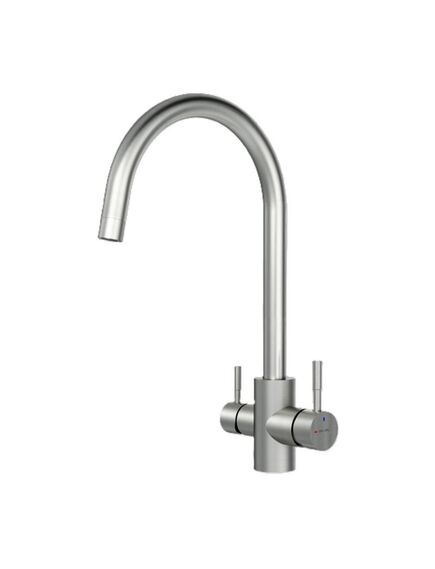 Купить F85B07711 X-Joy, смеситель для кухни с С-изливом с каналом для питьевой воды, сатин (f85b07711) по цене 7990 руб., в Санкт-Петебруге в интернет магазине 100-Систем, а также дургие товары AM.PM из раздела Смесители с подключением фильтра и Смесители для кухни