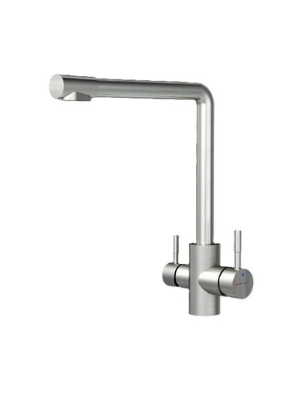 Купить F85B05711 X-Joy, смеситель для кухни с L-изливом с каналом для питьевой воды, сатин (f85b05711) по цене 11190 руб., в Санкт-Петебруге в интернет магазине 100-Систем, а также дургие товары AM.PM из раздела Смесители с подключением фильтра и Смесители для кухни