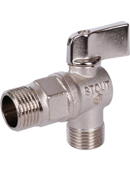 Купить STOUT  Кран шаровой угловой для бытовой техники 1/2" (svb-0059-001212) по цене 611 руб., в Санкт-Петебруге в интернет магазине 100-Систем, а также дургие товары STOUT из раздела Краны для подключения бытовой техники и Шаровые краны