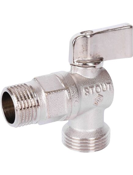 Купить STOUT  Кран шаровой угловой для бытовой техники 1/2" х 3/4" (svb-0059-001234) по цене 611 руб., в Санкт-Петебруге в интернет магазине 100-Систем, а также дургие товары STOUT из раздела Краны для подключения бытовой техники и Шаровые краны
