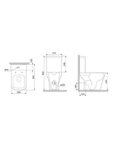 Купить C908601SC Gem унитазкомпакт  без ободка с сиденьем микролифт (c908601sc) по цене 22590 руб., в Санкт-Петебруге в интернет магазине 100-Систем, а также дургие товары AM.PM из раздела Горизонтальный выпуск и Унитазы-компакт с бачком