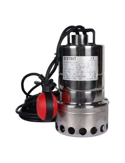 Купить SPD-0002-200450 STOUT Насос дренажный, с поплавком, нерж.раб.колесо, кабель 10 м, 230V, Q=175 л/мин, H=7,5 м (spd-0002-200450) по цене 33988 руб., в Санкт-Петебруге в интернет магазине 100-Систем, а также дургие товары STOUT из раздела Насосы дренажные и Насосы и насосное оборудование