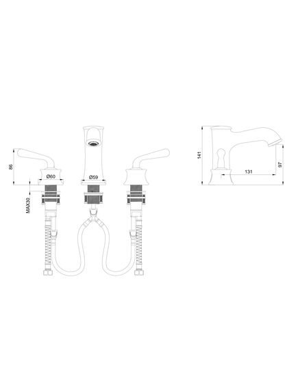 Купить Смеситель для раковины на 3 отверстия WONZON & WOGHAND STEAM, Хром (WW-88159008-CR) (ww-88159008-cr) по цене 28279 руб., в Санкт-Петебруге в интернет магазине 100-Систем, а также дургие товары WONZON & WOGHAND из раздела Вентильные смесители и Смесители для раковины