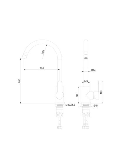 Купить Смеситель для кухни WONZON & WOGHAND, Брашированный никель (WW-AE4554-BS) (ww-ae4554-bs) по цене 11122 руб., в Санкт-Петебруге в интернет магазине 100-Систем, а также дургие товары WONZON & WOGHAND из раздела Рычажные смесители и Смесители для кухни
