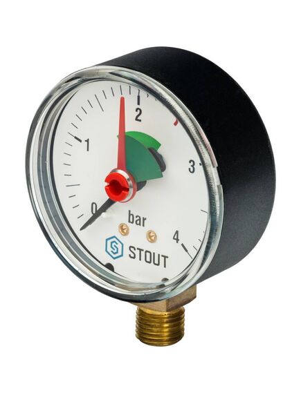 Купить STOUT SIM-0008 Манометр радиальный с указателем предела. Корпус Dn 63 мм 1/4", 0...4 бар, кл.2.5 (sim-0008-630408) по цене 757 руб., в Санкт-Петебруге в интернет магазине 100-Систем, а также дургие товары STOUT из раздела Манометры и Контрольно-измерительные приборы