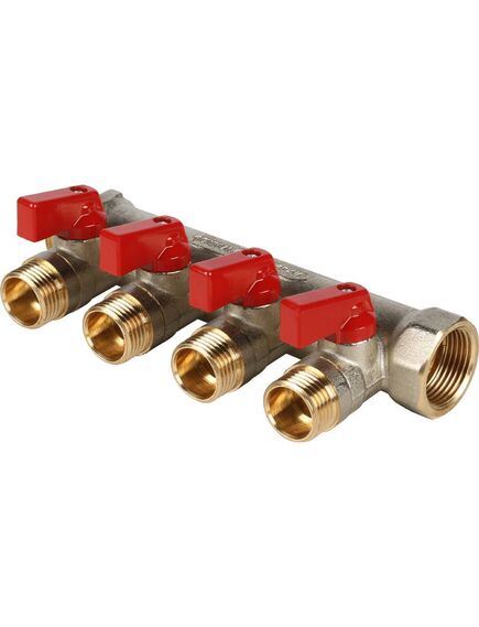 Купить SMB 6200 341204 STOUT Коллектор с шаровыми кранами 3/4", 4 отвода 1/2" (красные ручки) (smb 6200 341204) по цене 2906 руб., в Санкт-Петебруге в интернет магазине 100-Систем, а также дургие товары STOUT из раздела Запорные коллекторы и Коллекторы и коллекторные группы