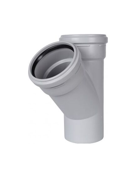 Купить STOUT D 110 x 110 / 45° Тройник канализационный бесшумный (skb-0015-111145) по цене 1566 руб., в Санкт-Петебруге в интернет магазине 100-Систем, а также дургие товары STOUT из раздела Фитинги шумопоглощающие фановые 110 мм и Шумопоглощающие фановые трубы и фитинги