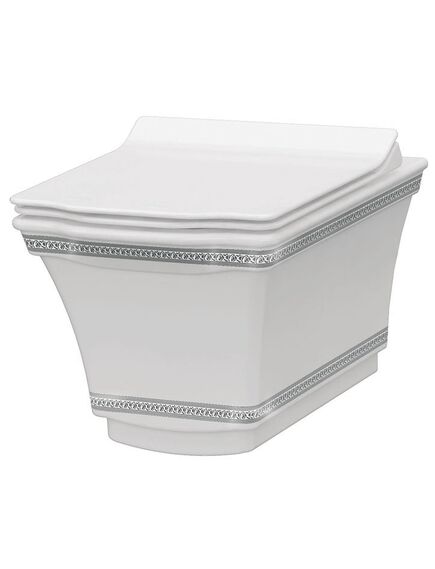 Купить BOHEME Подвесной Унитаз с узором Hermitage CHROME  с технологией RIMLESS - безободковый смыв, имеет скрытый монтаж и экономичный смыв 4л. 951-CR (951-cr) по цене 48787.61 руб., в Санкт-Петебруге в интернет магазине 100-Систем, а также дургие товары BOHEME из раздела Унитазы подвесные и Унитазы