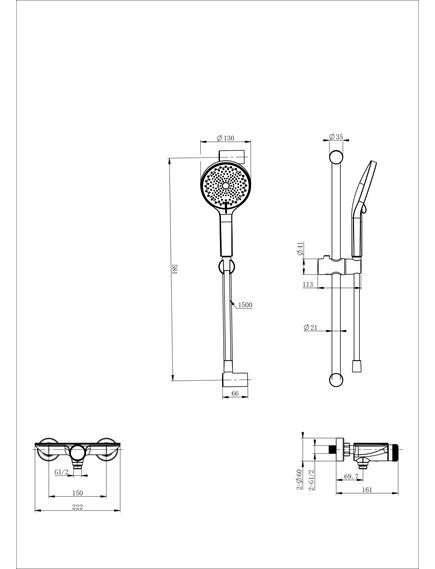 Купить Смеситель для душа с гарнитуром WONZON & WOGHAND ClickPlate, Белый матовый (WW-B2052-A-MW) (WW-B2052-A-MW) по цене 25578 руб., в Санкт-Петебруге в интернет магазине 100-Систем, а также дургие товары WONZON & WOGHAND из раздела Смесители для душа без излива и Смесители для ванны и душа