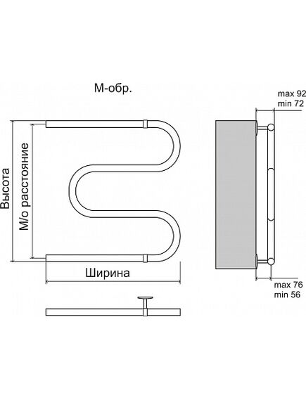 Купить Полотенцесушитель водяной Terminus М-образный 25 600x600 хром (4620768888113) по цене 2805 руб., в Санкт-Петебруге в интернет магазине 100-Систем, а также дургие товары TERMINUS из раздела Водяные полотенцесушители и Полотенцесушители