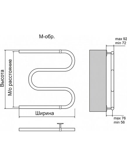 Купить Полотенцесушитель водяной Terminus М-образный 25 500x600 хром (4620768888090) по цене 2695 руб., в Санкт-Петебруге в интернет магазине 100-Систем, а также дургие товары TERMINUS из раздела Водяные полотенцесушители и Полотенцесушители