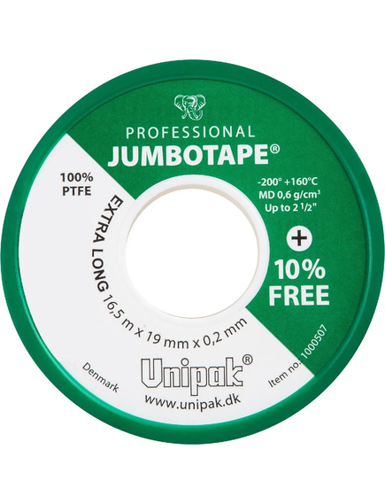 Купить ФУМ-лента "JUMBOTAPE"  (11м*19мм*0,2мм) (уп 5/50 шт) (1000557) по цене 450 руб., в Санкт-Петебруге в интернет магазине 100-Систем, а также дургие товары Unipak из раздела Прокладки, лен, фум, смазки, клей и Инструменты, крепёж, прокладки