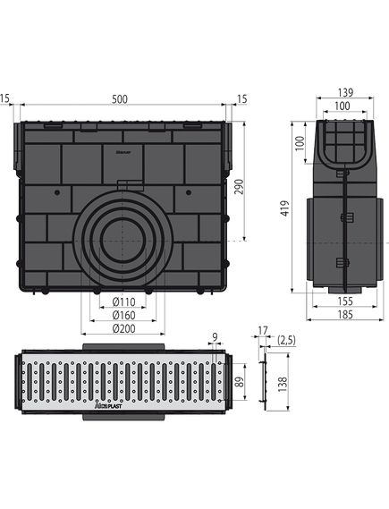 Купить ALCA PLAST Пескоуловитель для дренажного каналаAVZ101-R121 с щелевой асимметричной надставкой из оцинкованной с (avz101r-r121r) по цене 47673 руб., в Санкт-Петебруге в интернет магазине 100-Систем, а также дургие товары AlcaPlast из раздела Комплектующие и Душевые лотки и душевые трапы