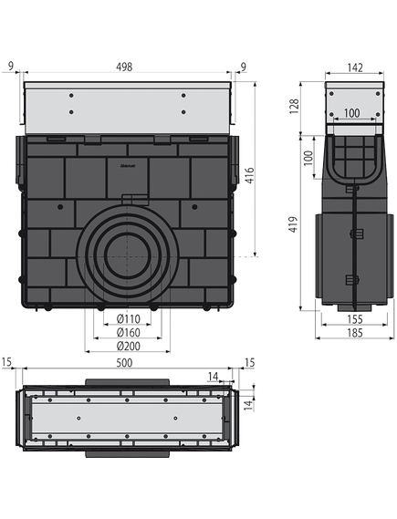 Купить ALCA PLAST Пескоуловитель для дренажного каналаAVZ101-R321 с щелевой асимметричной надставкой из нержавеющей ст (avz101r-r321r) по цене 65212 руб., в Санкт-Петебруге в интернет магазине 100-Систем, а также дургие товары AlcaPlast из раздела Комплектующие и Душевые лотки и душевые трапы