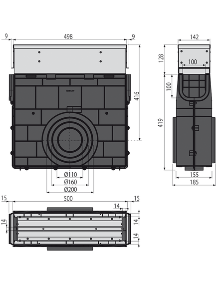 Купить ALCA PLAST Пескоуловитель для дренажного каналаAVZ101-R322 с щелевой асимметричной надставкой из нержавеющей ст (avz101r-r322r) по цене 84170 руб., в Санкт-Петебруге в интернет магазине 100-Систем, а также дургие товары AlcaPlast из раздела Комплектующие и Душевые лотки и душевые трапы