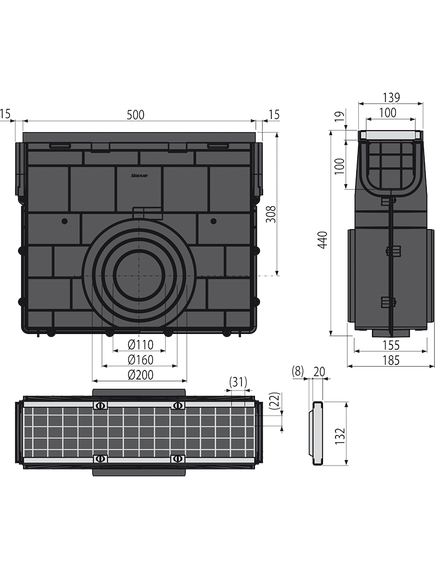 Купить ALCA PLAST Пескоуловитель дренажного канала AVZ102 с пластиковой рамой и оцин.решеткой  В125, арт.AVZ102R-R103S (avz102r-r103s) по цене 21690 руб., в Санкт-Петебруге в интернет магазине 100-Систем, а также дургие товары AlcaPlast из раздела Комплектующие и Душевые лотки и душевые трапы