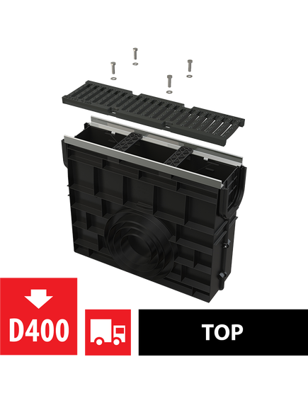 Купить ALCA PLAST Пескоуловитель для дренажного канала AVZ103 с метеллической рамой и чугунной решеткой D400, арт. AVZ (avz103r-r201) по цене 24048 руб., в Санкт-Петебруге в интернет магазине 100-Систем, а также дургие товары AlcaPlast из раздела Комплектующие и Душевые лотки и душевые трапы