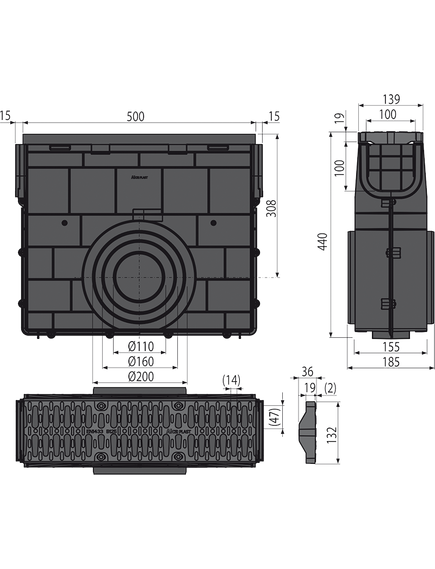 Купить ALCA PLAST Пескоуловитель для дренажного канала AVZ104 с пластиковой рамой и решеткой из композитного материала (avz104r-r402) по цене 20274 руб., в Санкт-Петебруге в интернет магазине 100-Систем, а также дургие товары AlcaPlast из раздела Комплектующие и Душевые лотки и душевые трапы