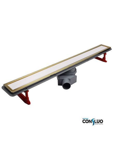 Купить Душевой лоток Pestan Confluo Premium Line 300 White Glass Gold  (13100119) по цене 31080 руб., в Санкт-Петебруге в интернет магазине 100-Систем, а также дургие товары Pestan из раздела Лотки и Душевые лотки и душевые трапы