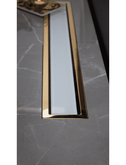 Купить Душевой лоток Pestan Confluo Premium Line 550 White Glass Gold  (13100121) по цене 37760 руб., в Санкт-Петебруге в интернет магазине 100-Систем, а также дургие товары Pestan из раздела Лотки и Душевые лотки и душевые трапы