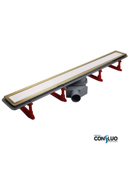 Купить Душевой лоток Pestan Confluo Premium Line 750 White Glass Gold  (13100123) по цене 43890 руб., в Санкт-Петебруге в интернет магазине 100-Систем, а также дургие товары Pestan из раздела Лотки и Душевые лотки и душевые трапы