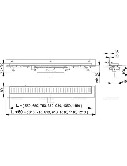 Купить ALCA PLAST APZ1104-650  Flexible Low - Водоотводящий желоб для перфорированной решетки с регулируемым краем к с (apz1104-650) по цене 33786 руб., в Санкт-Петебруге в интернет магазине 100-Систем, а также дургие товары AlcaPlast из раздела Лотки и Душевые лотки и душевые трапы