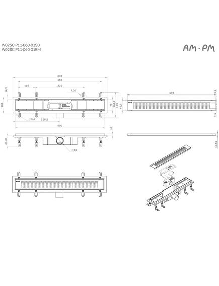 Купить W02SC-P11-060-01SB PrimeFlow Трап для душа линейный универс затвор Cut Gradient 60см цвет сталь мат (w02sc-p11-060-01sb) по цене 8590 руб., в Санкт-Петебруге в интернет магазине 100-Систем, а также дургие товары AM.PM из раздела Лотки и Душевые лотки и душевые трапы