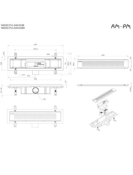 Купить W02SC-P11-040-01BM PrimeFlow Трап для душа линейный универс затвор Cut Gradient 40см цвет черн мат (w02sc-p11-040-01bm) по цене 7890 руб., в Санкт-Петебруге в интернет магазине 100-Систем, а также дургие товары AM.PM из раздела Лотки и Душевые лотки и душевые трапы