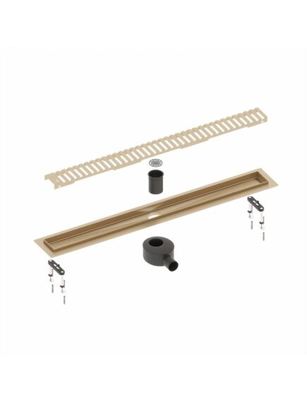 Купить Душевой лоток TIMO Drain System 800 с вставкой "lines", Золото матовое (ds230108/17) по цене 40000 руб., в Санкт-Петебруге в интернет магазине 100-Систем, а также дургие товары TIMO из раздела Лотки и Душевые лотки и душевые трапы