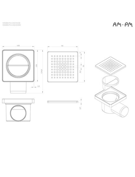 Купить W02BD-P11-010-01BM PrimeFlow Трап для душа точечный мокрый затвор Cut Gradient 10см цвет черн мат (w02bd-p11-010-01bm) по цене 1590 руб., в Санкт-Петебруге в интернет магазине 100-Систем, а также дургие товары AM.PM из раздела Трапы и Душевые лотки и душевые трапы