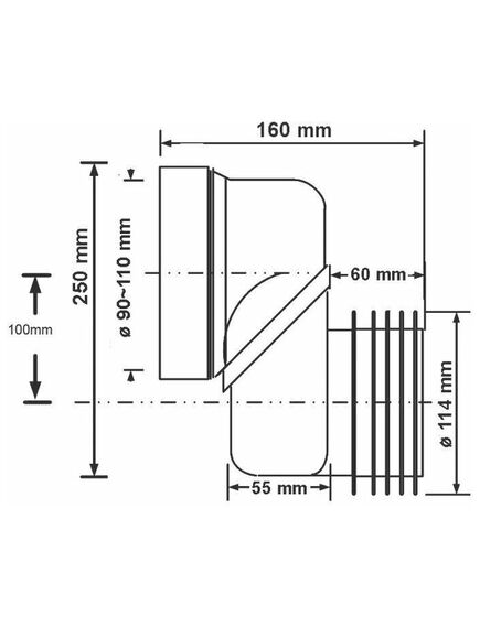 Купить Фановая труба (L160мм) с прокладкой и 100мм смещением; вход на 90-110мм; выход вставляется внутрь 4"/110мм трубы (mrwclo-10) по цене 6306 руб., в Санкт-Петебруге в интернет магазине 100-Систем, а также дургие товары McALPINE из раздела Трубчатые отводы и Отводы для унитазов