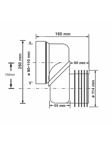 Купить Фановая труба (L160мм) с прокладкой и 150 мм смещением; вход на 90-110мм; выход вставляется внутрь 4"/110мм трубы (mrwclo-15) по цене 6306 руб., в Санкт-Петебруге в интернет магазине 100-Систем, а также дургие товары McALPINE из раздела Трубчатые отводы и Отводы для унитазов