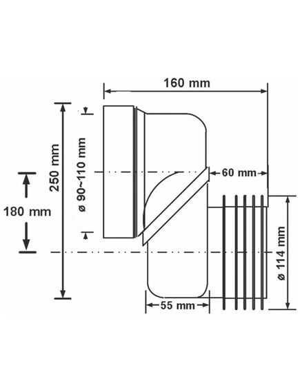 Купить Фановая труба (L160мм) с прокладкой и 180 мм смещением; вход на 90-110мм; выход вставляется внутрь 4"/110мм трубы (mrwclo-18) по цене 6306 руб., в Санкт-Петебруге в интернет магазине 100-Систем, а также дургие товары McALPINE из раздела Трубчатые отводы и Отводы для унитазов