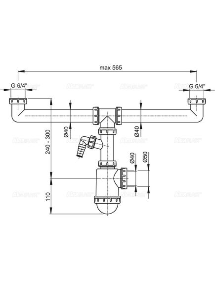 Купить Сифон для кухонной мойки Alcadrain A448P-DN50/40 Белый (a448p-dn50/40) по цене 1502 руб., в Санкт-Петебруге в интернет магазине 100-Систем, а также дургие товары AlcaPlast из раздела Сифоны для моек и Сифоны