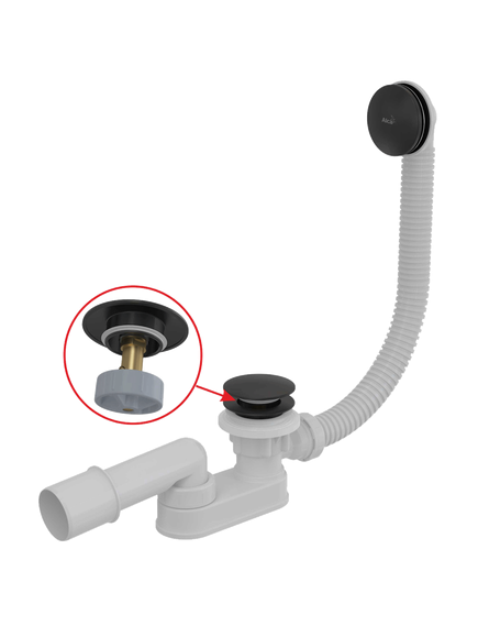 Купить ALCA PLAST Сифон для ванны CLICK/CLACK, черный-мат, арт. A507BLACK-80 (a507black-80) по цене 17673 руб., в Санкт-Петебруге в интернет магазине 100-Систем, а также дургие товары AlcaPlast из раздела Слив-перелив и Сифоны для ванн, поддонов