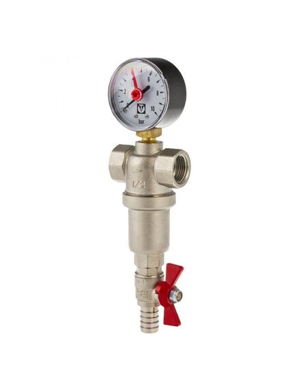 Купить Фильтр с манометром Valtec 1/2" ВР, 10бар, t-110*C, никель (vt.389.n.04) по цене 1381 руб., в Санкт-Петебруге в интернет магазине 100-Систем, а также дургие товары VALTEC из раздела Фильтры самопромывные с манометрами и Фильтры самопромывные