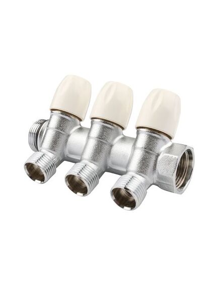 Купить Коллектор 3 отв. регулируемый 3/4"*1/2(16) MAXIMA (никель) (1860005 / 1866k) по цене 3787 руб., в Санкт-Петебруге в интернет магазине 100-Систем, а также дургие товары  из раздела Вентильные коллекторы и Коллекторы и коллекторные группы