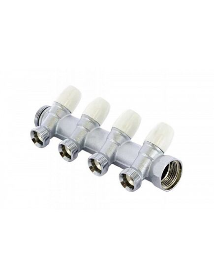 Купить Коллектор 4 отв. регулируемый 3/4"*1/2(16) MAXIMA (никель) (1860004 / 1866k) по цене 4983 руб., в Санкт-Петебруге в интернет магазине 100-Систем, а также дургие товары  из раздела Вентильные коллекторы и Коллекторы и коллекторные группы