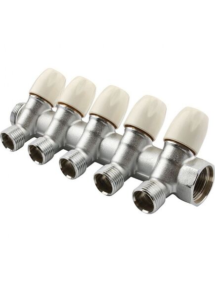 Купить Коллектор 5 отв. регулируемый 3/4"*1/2(16) MAXIMA (никель) (1860010 / 1866k) по цене 6320 руб., в Санкт-Петебруге в интернет магазине 100-Систем, а также дургие товары  из раздела Вентильные коллекторы и Коллекторы и коллекторные группы