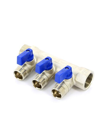 Купить Коллектор 3 отв. с шар. клапанами 3/4*1/2"(16) (никель) (1820003 / 1823n160403) по цене 4117 руб., в Санкт-Петебруге в интернет магазине 100-Систем, а также дургие товары  из раздела Запорные коллекторы и Коллекторы и коллекторные группы