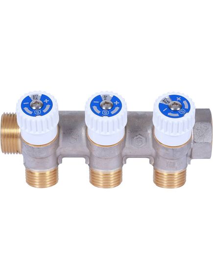 Купить SMB 6852 341203 STOUT Коллектор распределительный 3/4", 3 отвода 1/2" плоское уплотнение (smb 6852 341203) по цене 2502 руб., в Санкт-Петебруге в интернет магазине 100-Систем, а также дургие товары STOUT из раздела Вентильные коллекторы и Коллекторы и коллекторные группы