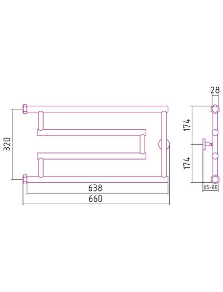 Купить Полотенцесушитель водяной Сунержа High-Tech model "G+" 320х650 (032-4051-3265) по цене 26950 руб., в Санкт-Петебруге в интернет магазине 100-Систем, а также дургие товары Сунержа из раздела Водяные полотенцесушители и Полотенцесушители