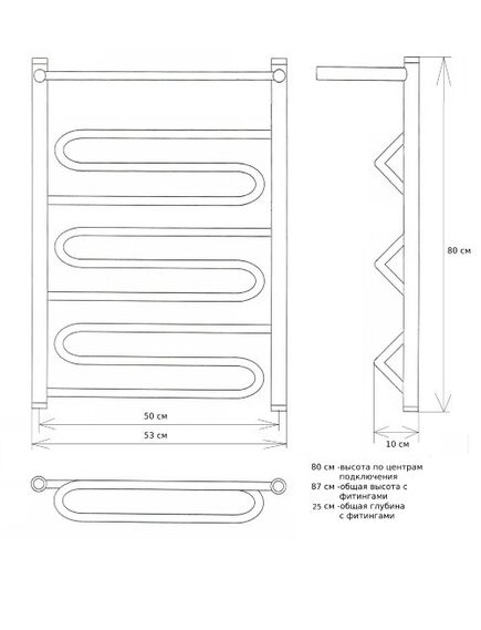 Купить Полотенцесушитель ДВИН FW 80/50 Водяной 1"-1/2" К1 Полированный (4627086025848) по цене 15098 руб., в Санкт-Петебруге в интернет магазине 100-Систем, а также дургие товары Двин из раздела Водяные полотенцесушители и Полотенцесушители